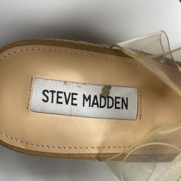 Steve Madden Womens Clear Strap Wedge Heels Open Toe Espadrille Sandals Size 10 - Picture 6 of 10